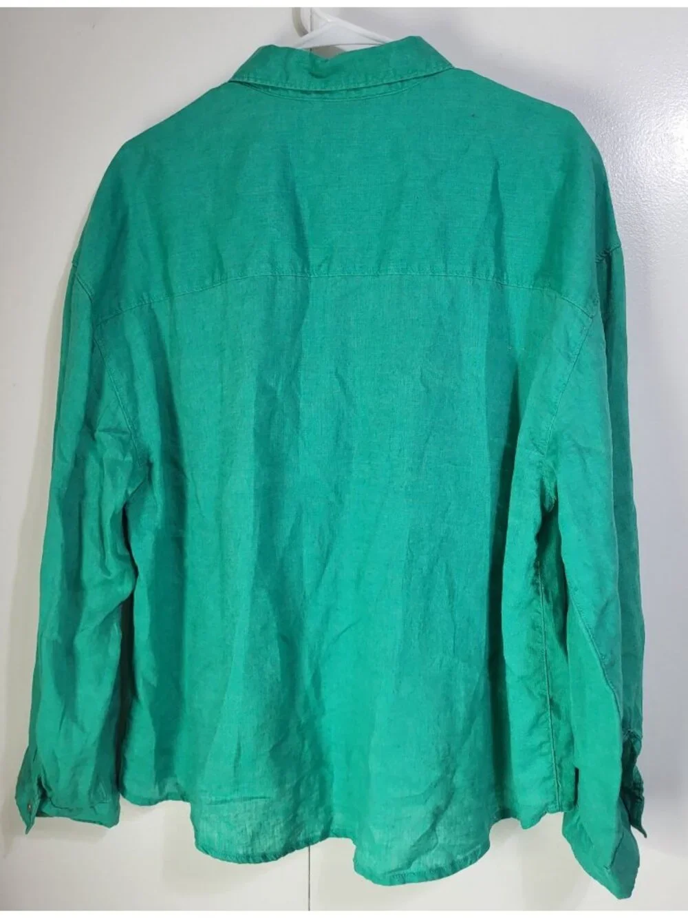 Rachel Zoe Women's XL Green 100% Linen Button Up Long Sleeved Blouse - Picture 2 of 8
